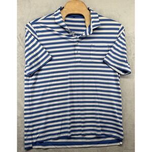 Stitch Golf Shirt Blue White Striped Polo Performance Pocket Men's Size XL EUC